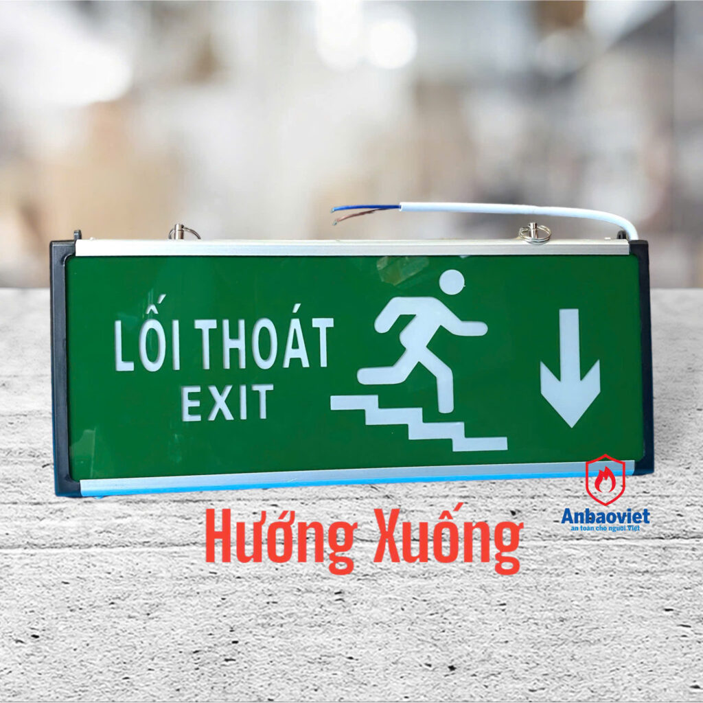 Đèn EXIT 02 mặt chỉ dẫn lối thoát hiểm 2 Den Exit huong xuong
