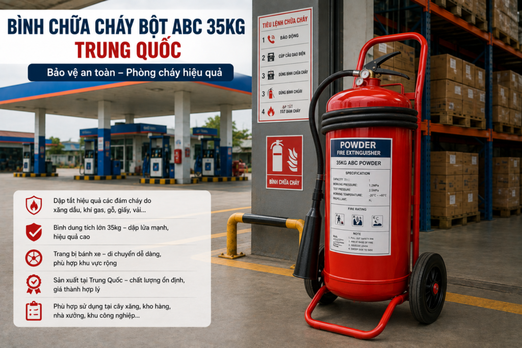 Bình chữa cháy bột ABC 35kg Trung Quốc 3 uu diem cua binh chua chay bot ABC 35kg Trung Quoc