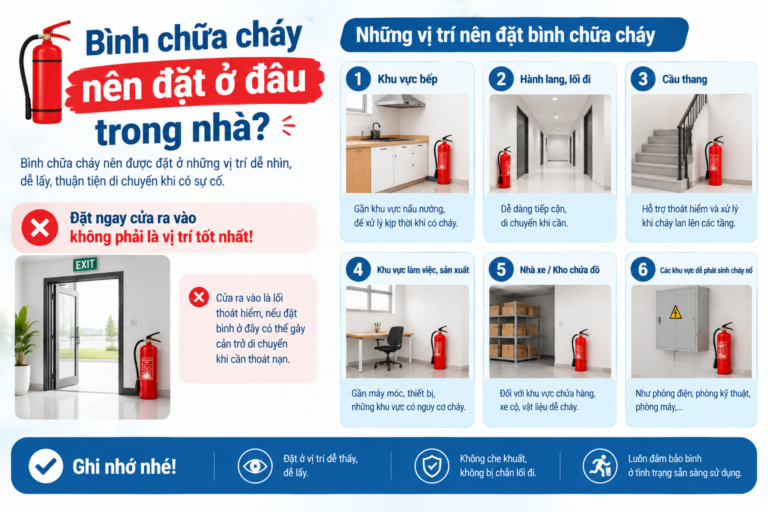 Bình chữa cháy để ở đâu? Có Nên Để Ngay Cửa Ra Vào?